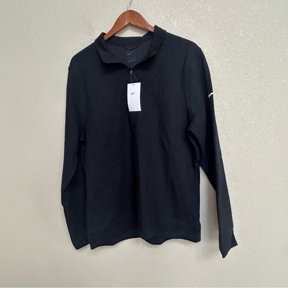 NWT Nike Men’s Golf Black Long Sleeve 1/4-Zip Dri-FIT Athletic Pullover Large - Picture 1 of 8